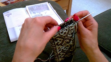 Colorwork knitting inside out for socks
