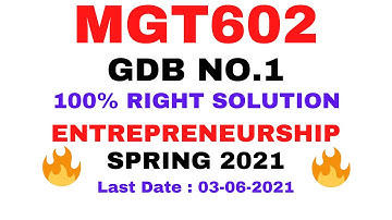 MGT602 GDB SPRING 2021 || 100% RIGHT SOLUTION || ENTREPRENEURSHIP BY VuTech
