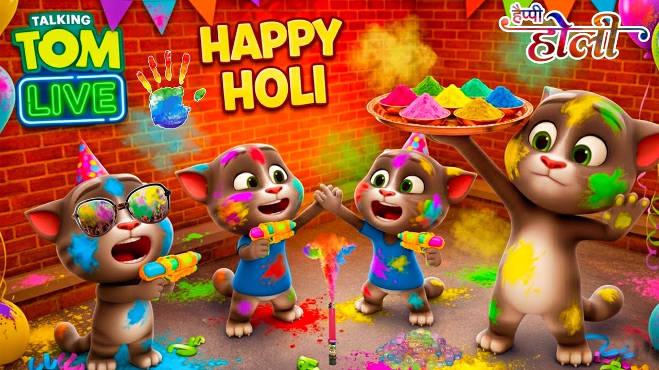 Happy Holi 🎈🔫 Talking Tom Game Funny Live