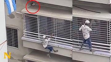 Man Scales Building and Risks Life Saving Stuck Cat