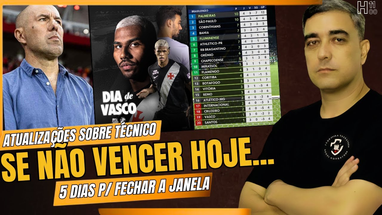 VASCO PRESSIONADO = INDEFINIÇÃO SOBRE TÉCNICO - JANELA PERTO DE FECHAR - ELENCO É O SUFICIENTE? E+