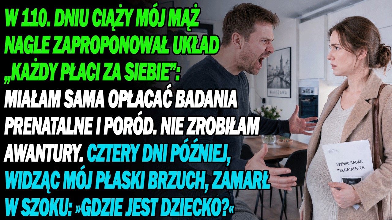 W 110. dniu ciąży Michał położył przede mną kartkę. Siedzieliśmy w kuchni, zupełnie zwyczajnie, jakby chodziło o plan zakupów. „Od teraz koszty twoich badań, wyprawki i porodu dzielimy na pół....