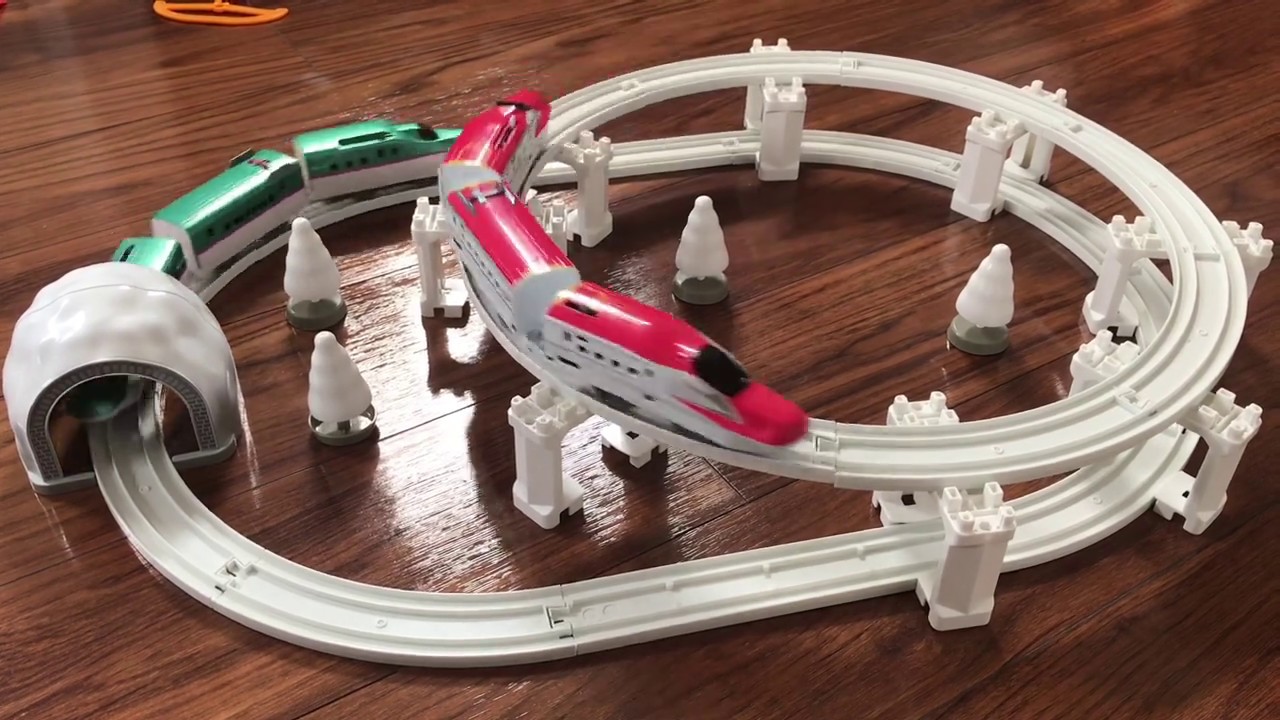 E5 and E6 system Bullet train, white rails of snow style.