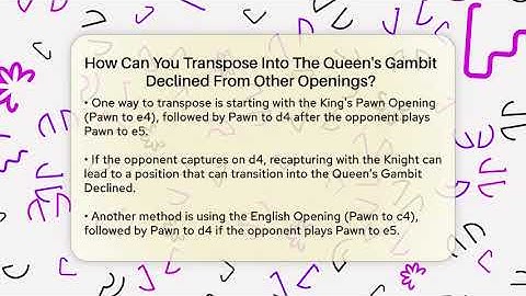 How Can You Transpose Into The Queen