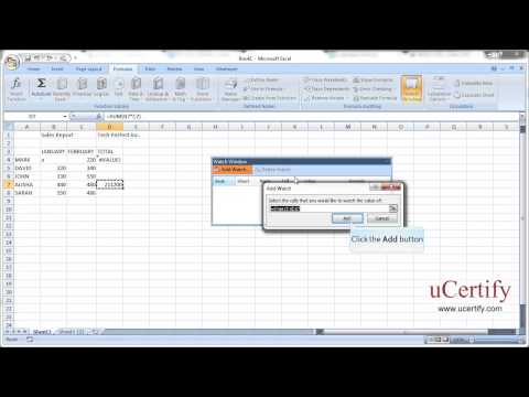 Create And Revise A Formula, Add A Watch Window, And Trace Errors In A Worksheet