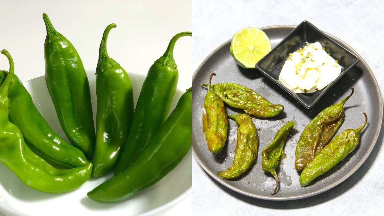 How to Air Fry Charred or Blistered Shishito or Anaheim Peppers Video Recipe | Bhavna