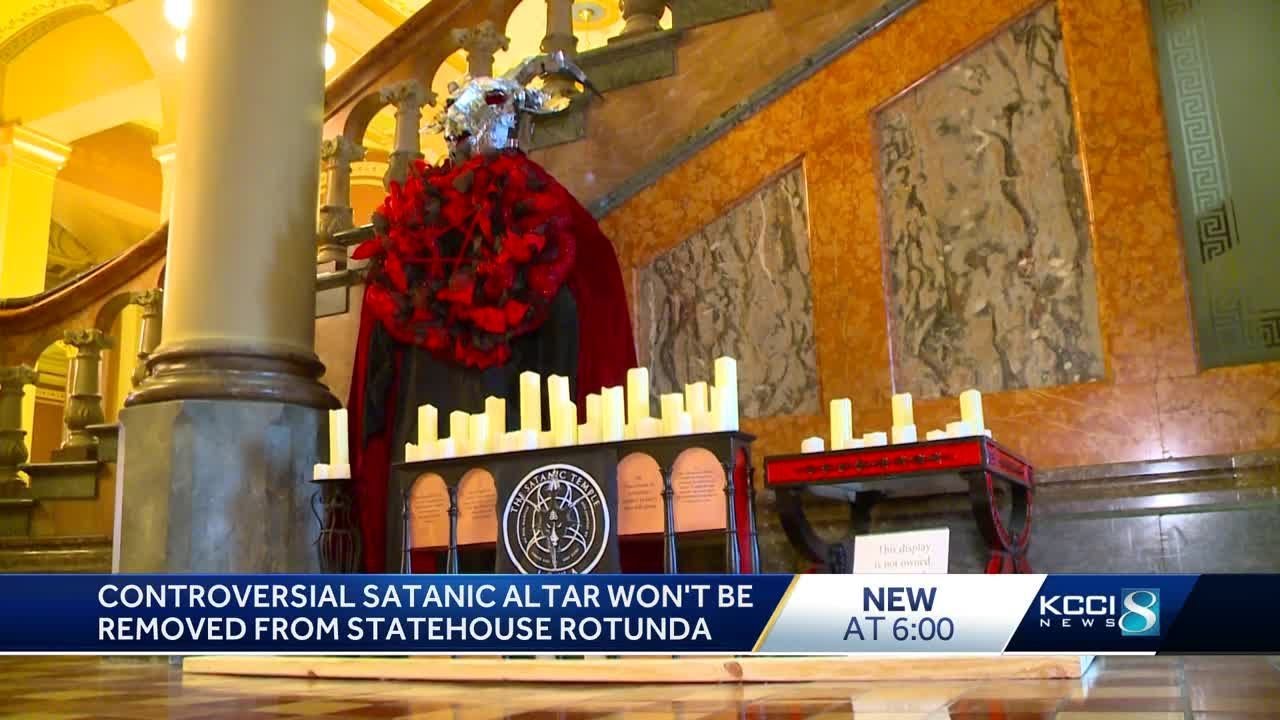 Satanic Temple display inside Iowa State Capitol building