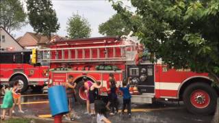 FRANKLIN LAKES ENGINE 335 & LITTLE FERRY LADDER 307 AT WET DOWN FOR BRAND NEW LODI FD ENGINE 2.