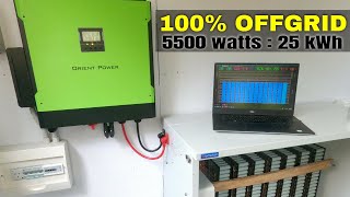 Clean DIY Offgrid install with an Orient Power 5.5kw Hybrid Inverter & 25KWH DIY Battery