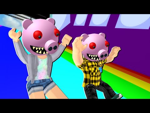 Viramos Piggys No Escorregador Maluco Roblox Escape Rainbow Obby - nao abra a porta tia graca e velhote roblox horrific doors