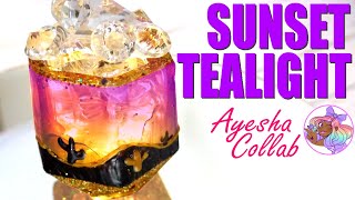 RESIN SUNSET LAMPSHADE! Las Vegas inspired tealight | Collaboration with Ayeshashasha! | Resin Art