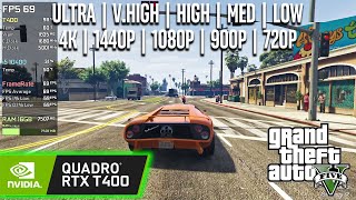 NVIDIA T400 | GTA V - 4K, 1440p, 1080p, 900p, 720p - Ultra