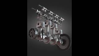 Inline-4 Cylinder Piston Engine Animation #Shorts