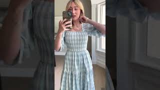 Mia Gingham Dress in Blue Try on in XS Details