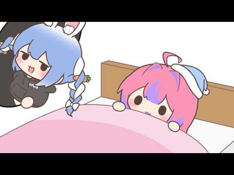 手描き】夜中にぺこらとのオフコラボに誘われるヴィヴィ【兎田ぺこら