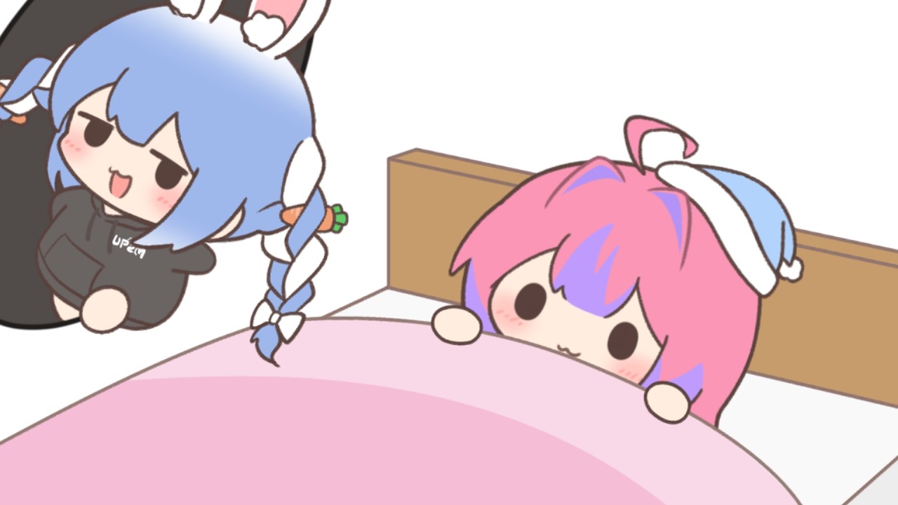 手描き】夜中にぺこらとのオフコラボに誘われるヴィヴィ【兎田ぺこら