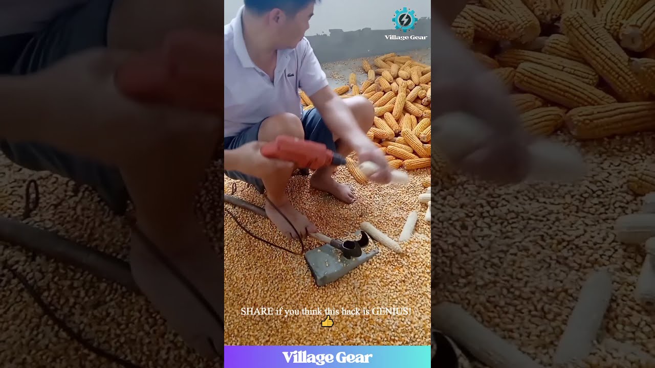 INSANE Corn Shredding Hack Watch Kernels Fly Like CRAZY Farmhack Satisfying Lifehack