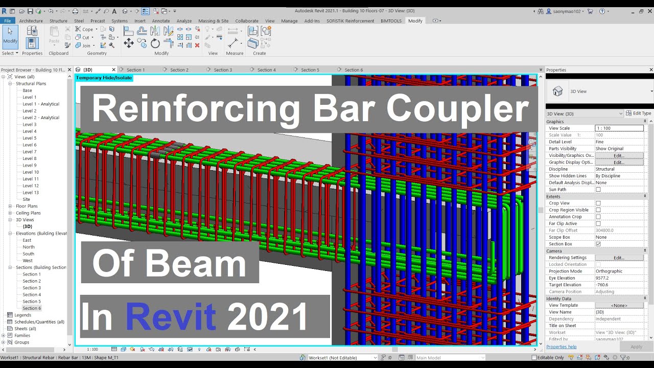 Reinforcing bar coupler of beam in Revit 2021 YouTube