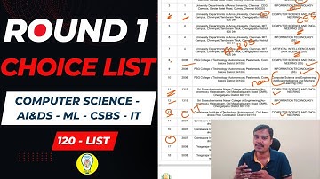 Round 1 - Choice List Live Demo for Computer Science, IT, AI&DS, ML, CSBS
