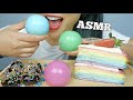 ASMR RAINBOW CREPE CAKE + KYOHO GRAPES + GIANT COCONUT JELLY (EATING SOUNDS) NO TALKING | SAS-ASMR