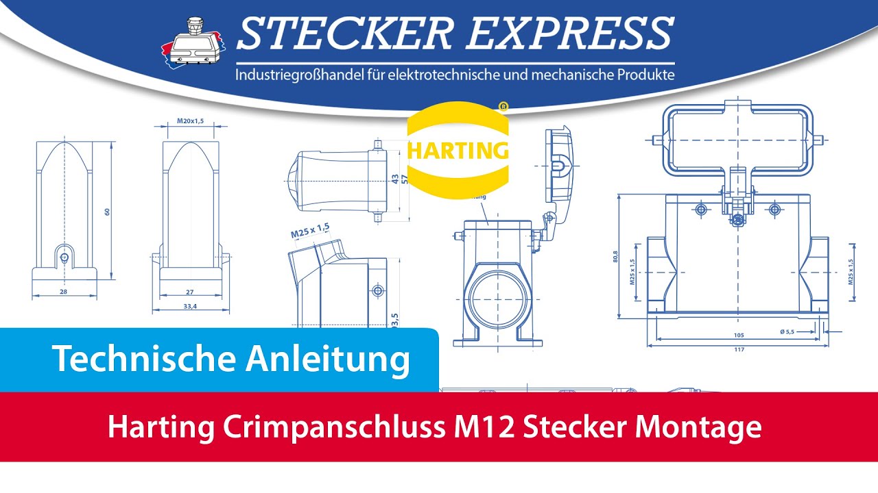 M12 Harting Stecker mit Crimpanschluss montieren