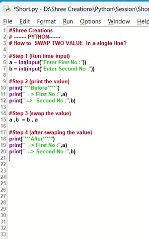 Swap 2 Value in Python #shorts - YouTube