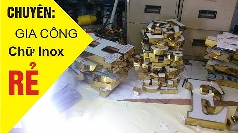 Thi công gắn chữ inox vàng lên bảng hiệu Alu 0971.49.5678