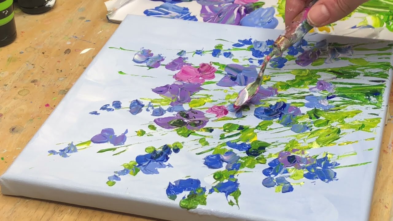 🌸 Wildflower 💜 FINGERPAINT Abstract Acrylic Painting for Beginners