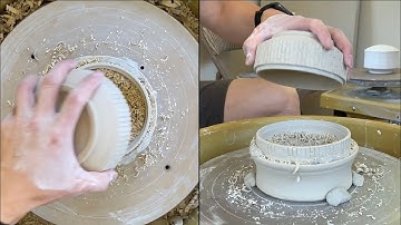 475. Trimming a Roller Texture Lidded/Covered Jar/Box with Hsin-Chuen Lin 林新春 滾花蓋盒修坯示範