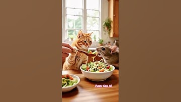 The Mouse And The Cat Are Good Friends. The Cat Is Feeding The Mouse. #funnycats