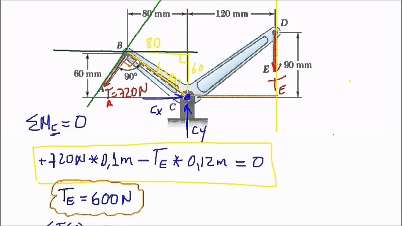 Equilibrio de cuerpo rígido 2D - ejercicio 4-15 estática de Beer and Jhonston