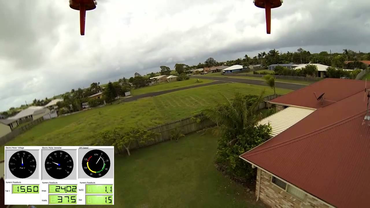 DJI F550 hexy with Eagle Tree data on screen. APC props