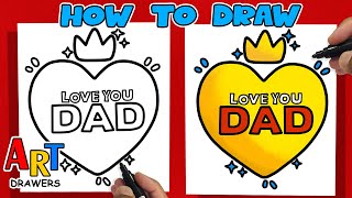 How To Draw Happy Father's Day DAD Easy Card LOVE YOU DAD Heart❤