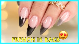 FRENCH Nail with Hybrid Gel & E-File Technique🖤Pro Tips