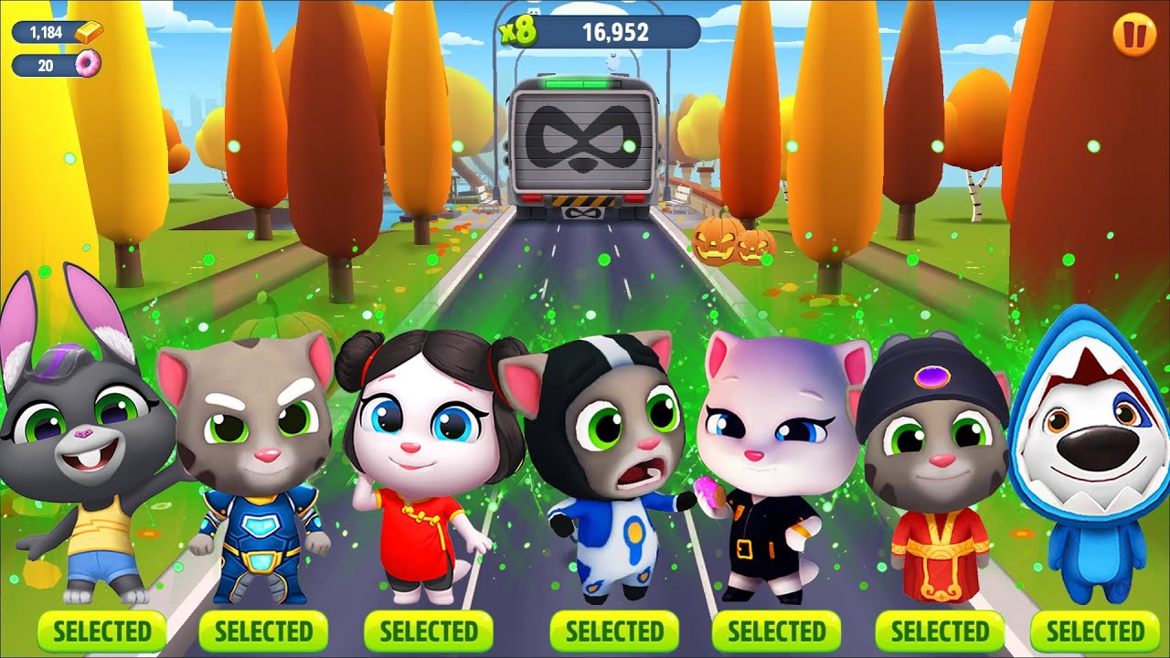 Tom Qs 🎃 Unlocking All Levels & Characters in Talking Tom Gold Run Halloween ...