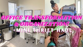 OFFICE WORK SPACE TRANSFORMATION + Mini Spring Thrift Haul | Day in the Life of an Entrepreneur