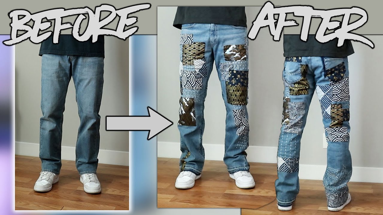 DIY | Custom SASHIKO PATCHWORK Flared Denim Pants | JULIUS