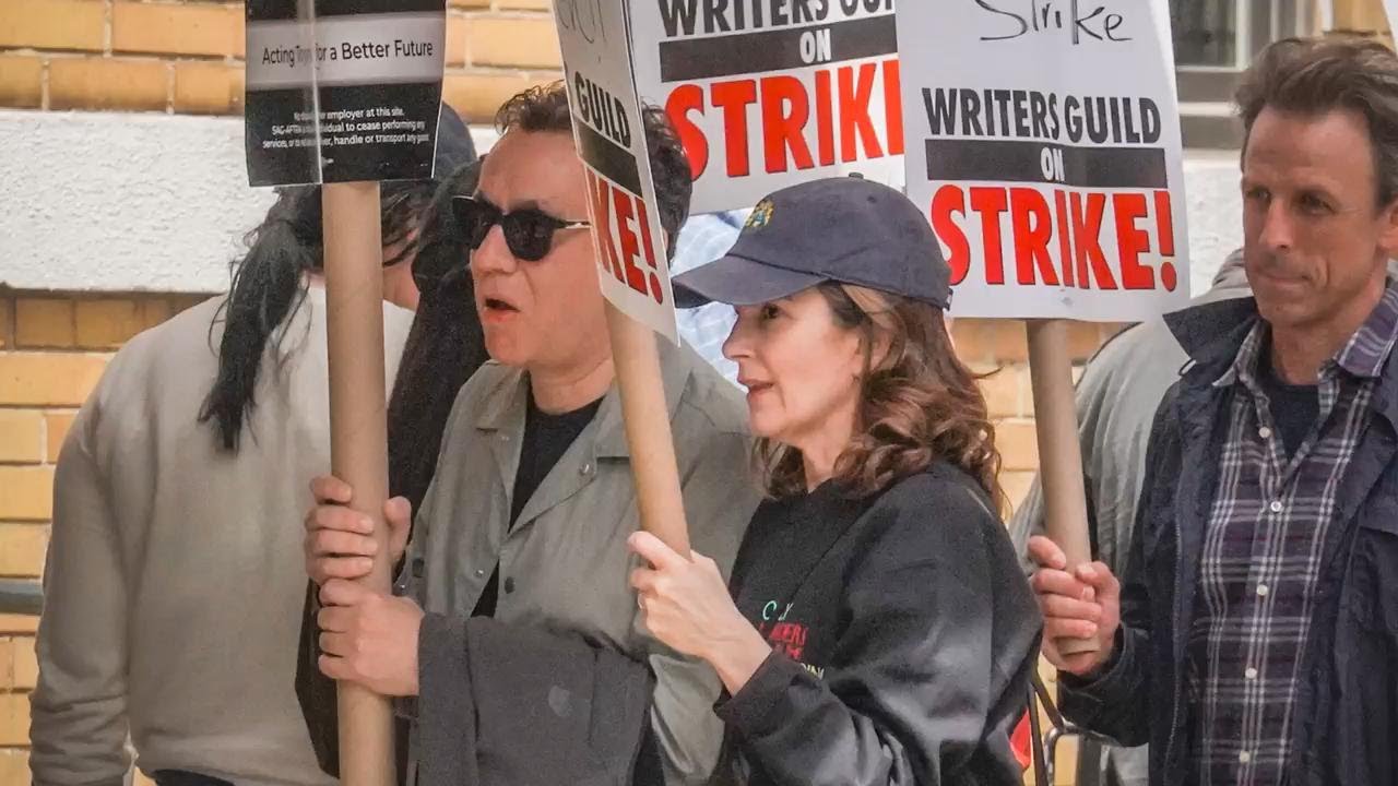 Big name writers join strike picket line