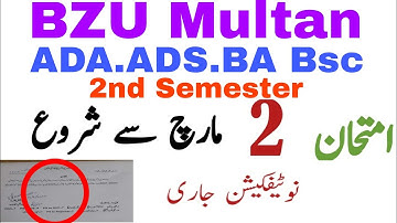BzU Multan ADA.ADS Exams datesheet 2Nd semester 2021.23