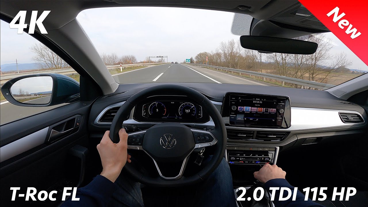 VW T-Roc Life 2022 - POV test drive & review in 4K  2.0 TDI - 115 HP,  6-speed manual (consumption) 