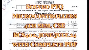 Microcontrollers, Solved PYQ, BCS402, june/july.24, 22 scheme, CSE Stream with pdf