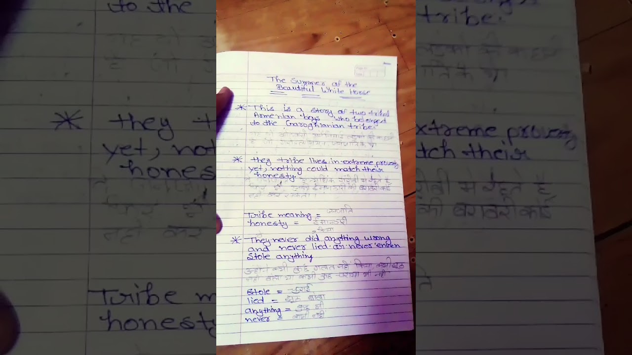 The summer of the beautiful white Horse 🐴  class 11th 