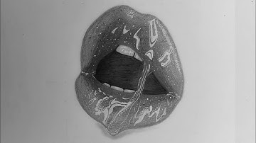 How to Draw Glossy Lips using Grid method step by step