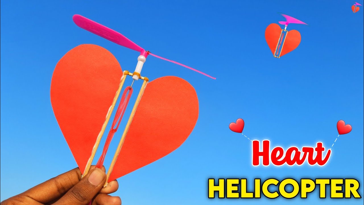 Valentines day special heart helicopter / how to make paper helicopter