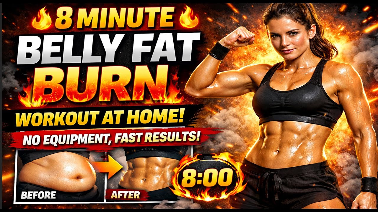 🔥8 Minute Belly Fat Burn Workout at Home | No Equipment, Fast Results!