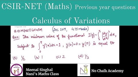Calculus of Variation (Variational problem with subsidiary condition) UGC NET (Q.ID.M(NET)CoV45M)