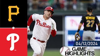 Philadelphia Phillies vs. Pittsburgh Pirates GAME HIGHLIGHTS 04\/12\/2024 | MLB Highlight 2024
