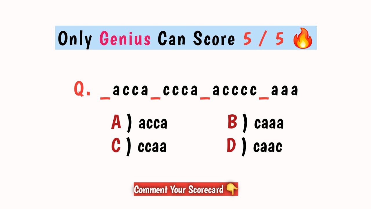 || Only Genius Can Score 5 / 5 || Fill the blank || Reasoning Problem 🙂 ...