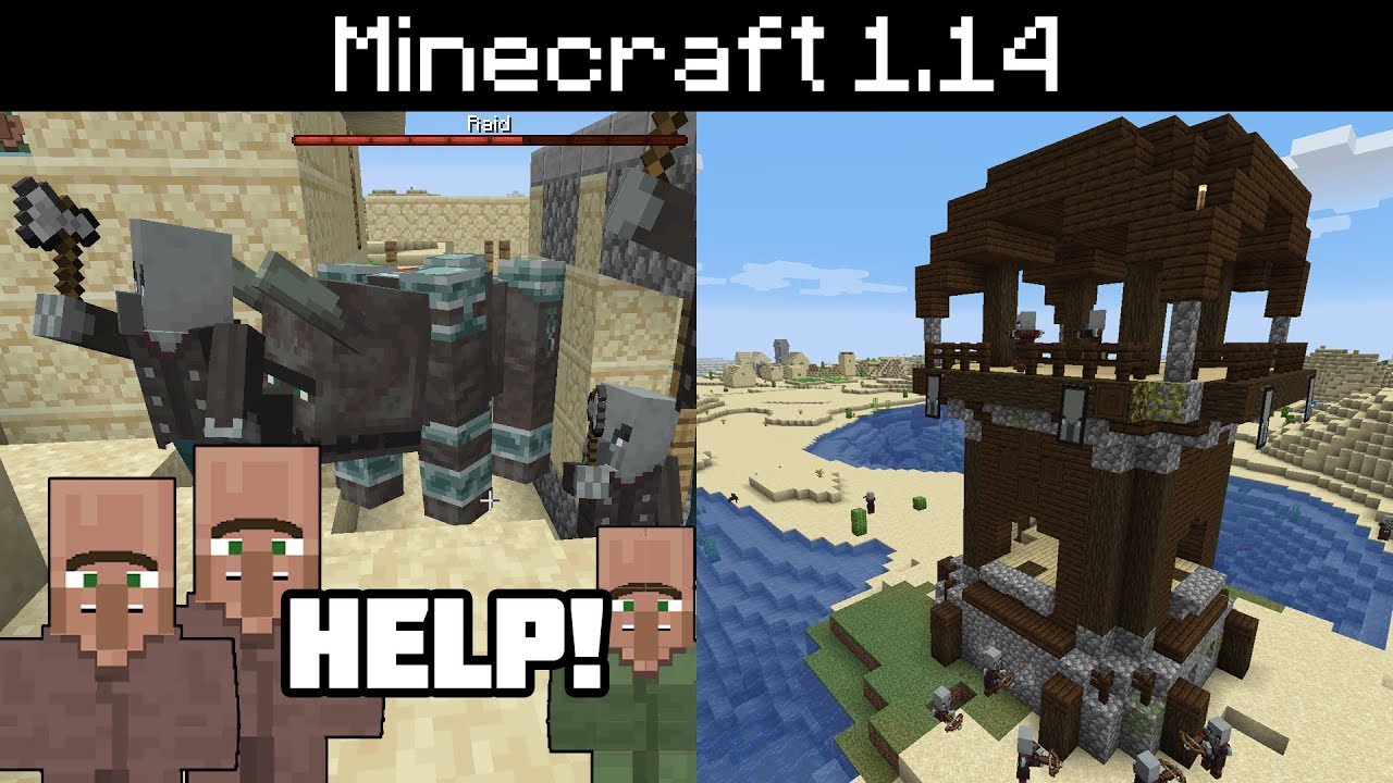 Minecraft 1 14 Pillager Outpost Village Raids Bad Omen Effect Youtube