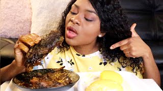 Mukbang | DELTA STARCH & BANGA SOUP MUKBANG | HOW TO EAT STARCH & BANGA | NIGERIAN FOOD MUKBANG